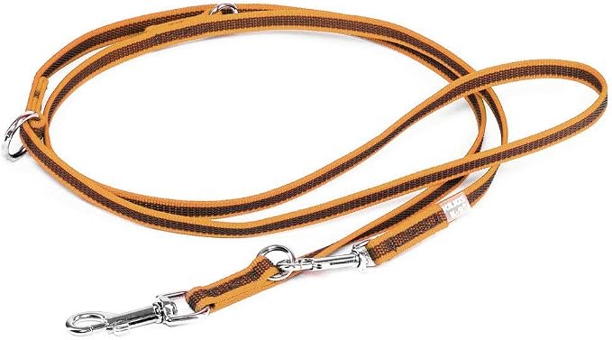 Julius-K9 Color & Gray Adjustable Super-Grip Leash, 0.55 in x 7.2 ft, Orange-Gray