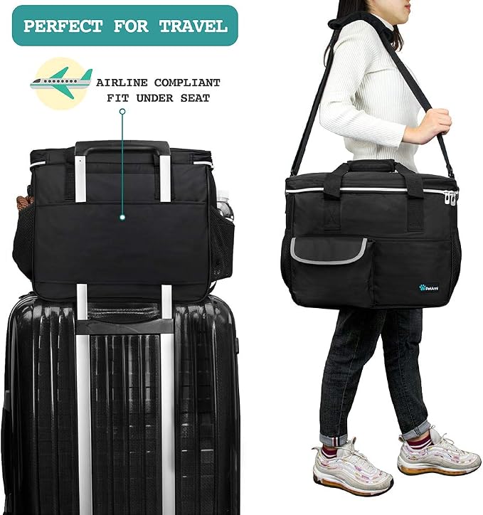 PetAmi Dog and Cat Travel Bag, Black, Medium