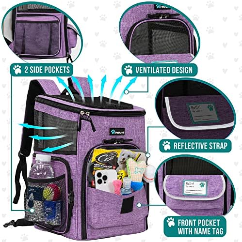 PetAmi Dog Backpack Carrier, Airline Approved, 4-Way Entry, Purple