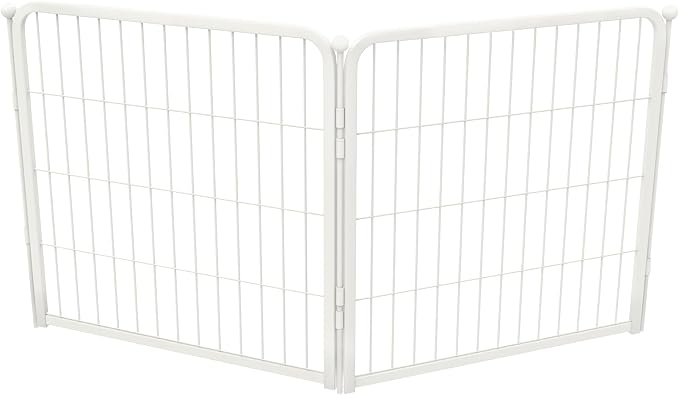 FXW AuraSpace Pro Acrylic & Wire Mesh Indoor Dog Playpen, 24" Height 2 Metal Panels Metal Dog Pen for Puppies & Small Dogs, White│Patented