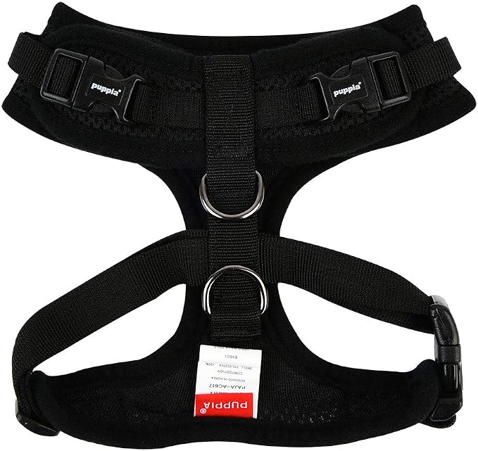 Authentic Puppia RiteFit Harness with Adjustable Neck, Black, Extra-Large