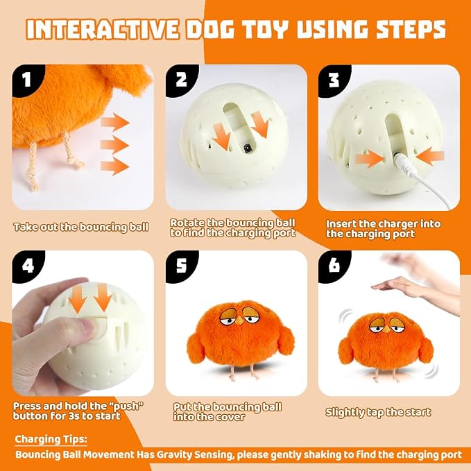 Interactive Dog Toys Rechargeable Moving Puppy Toys to Keep Them Busy, Touch Activated Puppy Toys, Puppy Dog Birthday Gifts, Electric Plush Entertainment Toy for Small & Medium Dogs