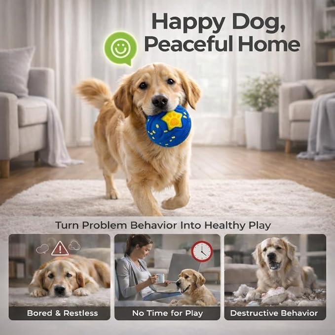 Interactive Dog Ball Toy for Medium & Large, Automatic Moving TPU | Durable chew-resistant TPU ball with automatic rolling and bouncing for interactive indoor play with medium and large dogs.