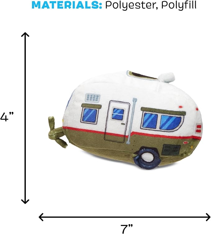 BarkBox Hairstream Trailer Dog Toy - Fun for Dogs | Fluffy Plush RV Toy with Deep Squeaker