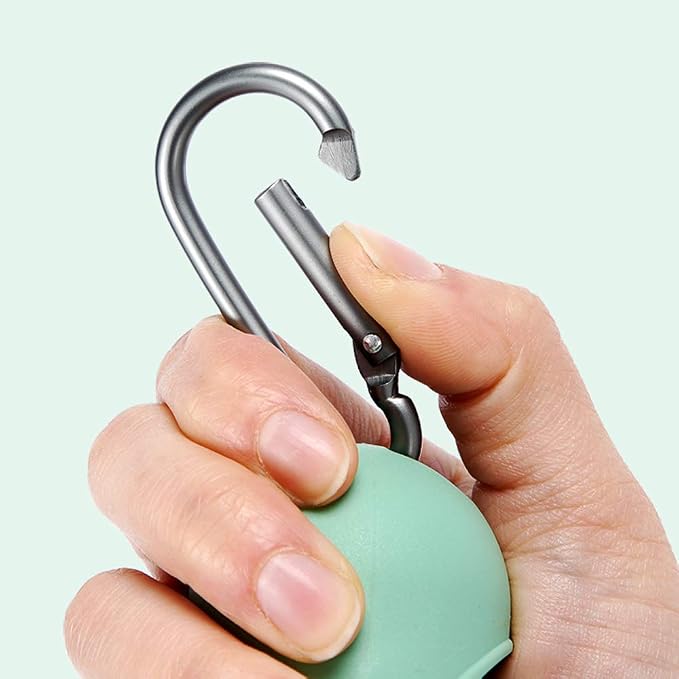 Dog Poop Bag Dispenser with Built-in LED Flashlight and Metal Clip for Leash, Pet Waste Bag Holder, Dog Walking Accessory, Mint Green