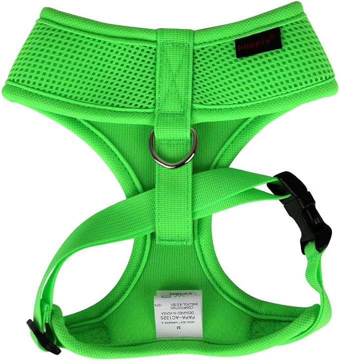 Puppia Neon Dog Harness Over-The-Head No Choke No Pull Walking Training for Small and Medium Dog, Green, Large