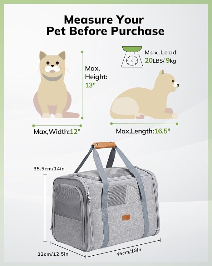 Morpilot Pet Travel Carrier Bag, Light Gray