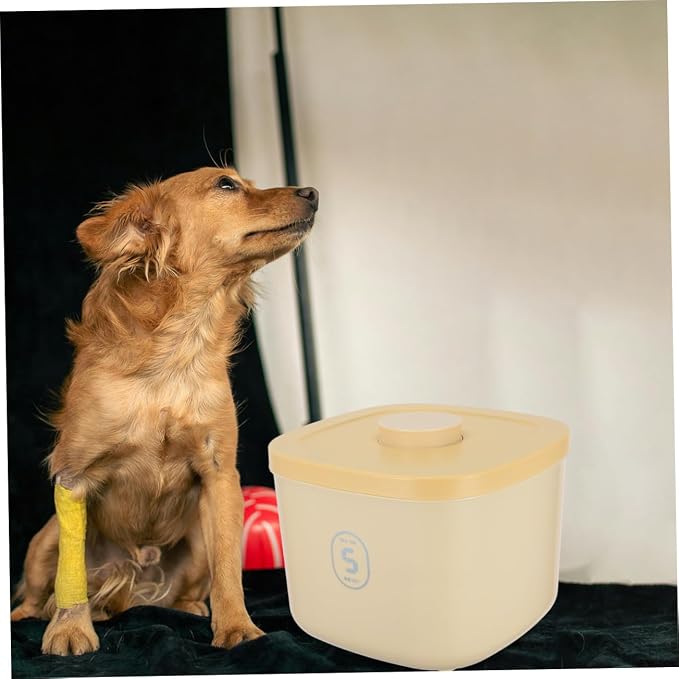Airtight Large Capacity Pet Food Storage Container with Vacuum Seal, Moisture-proof Dog and Cat Food Bin, Yellow Small Size for Home and Travel