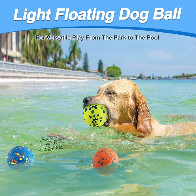 Mankoda Dog Balls, Indestructible Floating Tennis Balls, 3in, 3-Pack