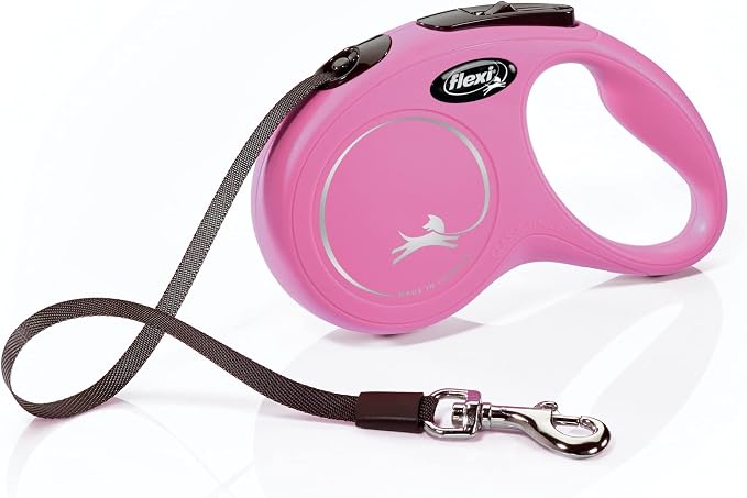 FLEXI® Classic Tape Retractable Dog Leash, Small, 16 ft - Pink | German engineered, original flexi leash, durable quality for dogs up to 33 lbs, tangle-free, walking, reliable brake system