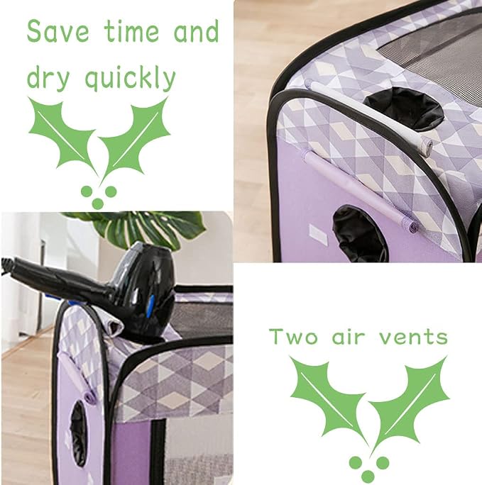 Cat & Dog Dryer Box Folding Pet Dry Room Pet Hair Drying Tent Grooming House Dryer Cage Hair Clearing Travel Bags for Dogs Cats Rabbit