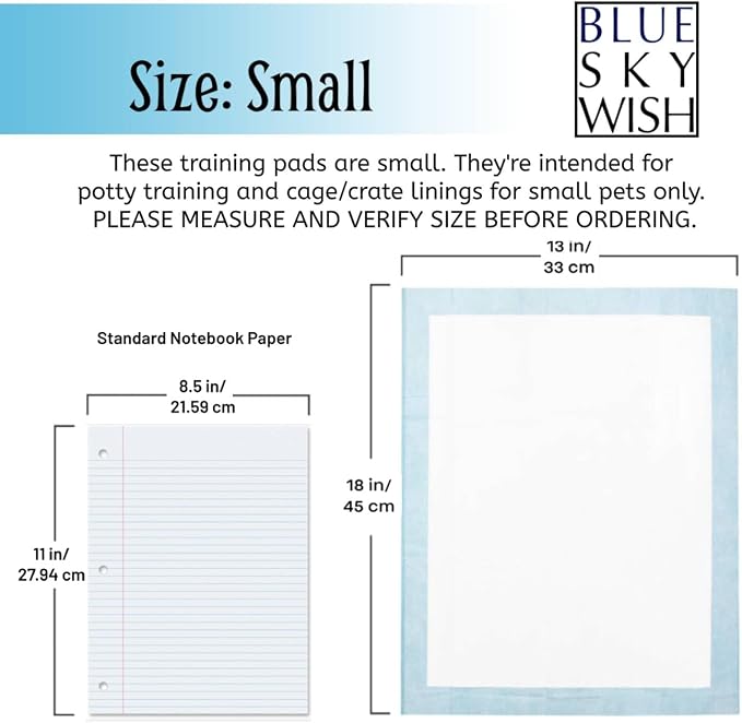 Pet Training Pads, 100 Count Size Small 13" x 18", Absorbent Disposable Pee Pads for Small Pets, Puppies, Kittens, Gerbils, Hamsters, Rabbits, Hedgehogs, Birds. (Small 13 x 18 inch Pads)