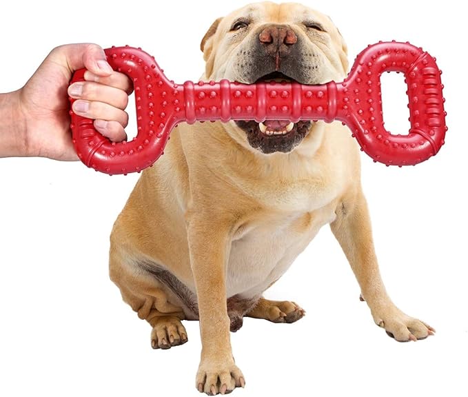 Feeko Dog Toys for Aggressive Chewers Large Breed, 15 inch Interactive Long Lasting Dogs Toy with Convex Design Natural Rubber Tug-of-war Toy for Medium Large Tooth Clean(Red) | Interactive Long lasting Dogs Toy with Convex Design Natural Rubber Tug-of...