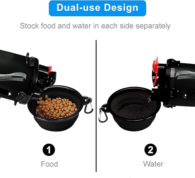 Dog Travel Water Bottle, 2-in-1 with Collapsible Bowl, Black