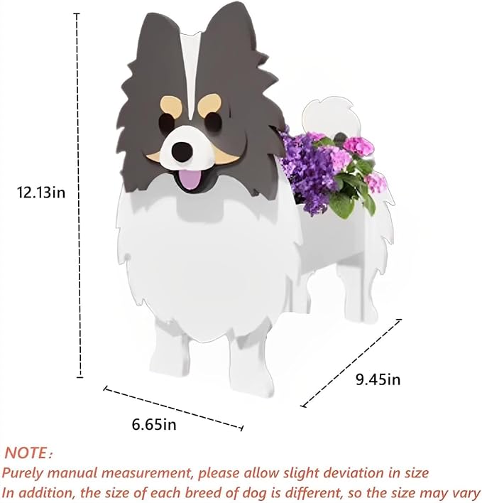 Grey and White Pomeranian Dog Planter, Animal Shaped Flower Pot