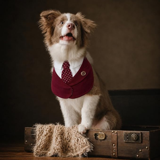 Premium 2XL Dog Wedding Bandana for Australian Shepherd, XX-Large, Large, Red