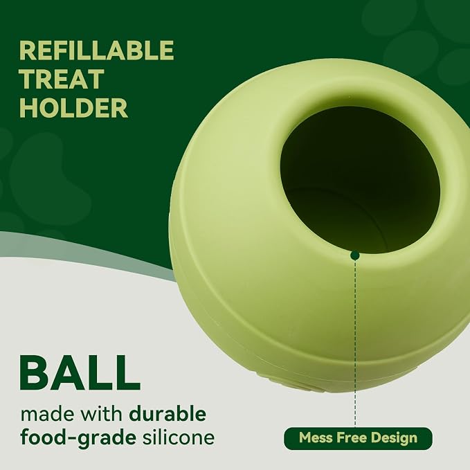 Long-Lasting Interactive Dog Lick Toy, Stuffable Dog Enrichment to Keep Dogs Busy, Wobbly Treat Dispensing Freezable Chew Toys, Food-Grade Safe (Green,L)