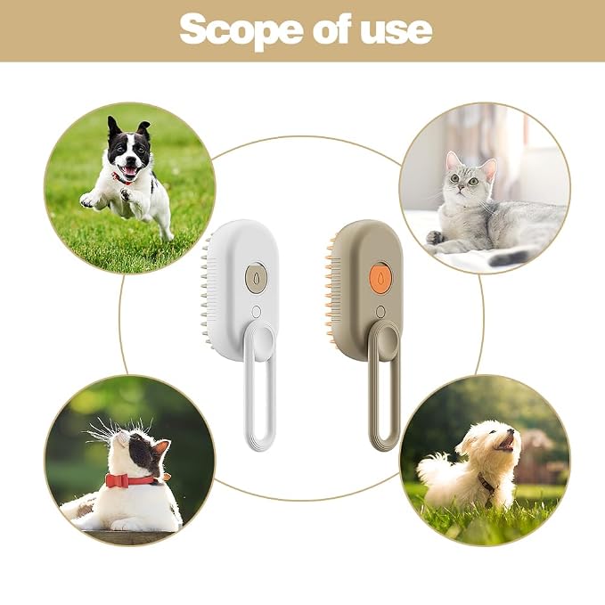 Cat Brush,3 in1 Cat Steam Brush,Self Cleaning Steam Cat Brush for massage, Pet Steam Brush for Cat,Multifunctional Cat Steamer Brush,Cat Grooming Brush for Removing Tangled Loosse Hair (White)