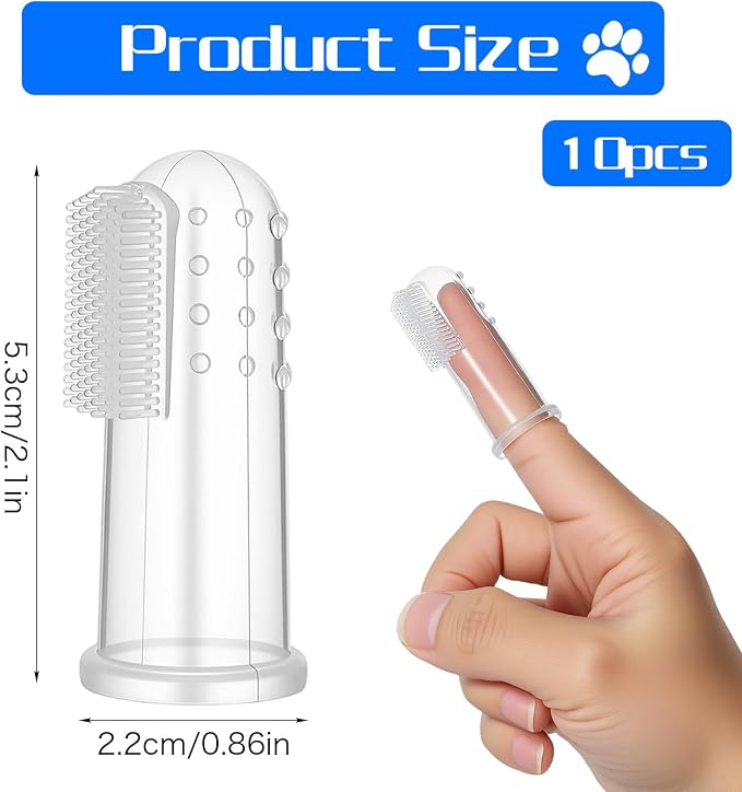 10 Pieces Dog Finger Tooth Brushing Kit, Finger Toothbrush for Cat Dogs Puppy Kitten Fingers Toothbrushs with Silicone Bristles Cat Teeth Cleaning Brush Pet Dental Care & Teeth Cleaning for All Pets