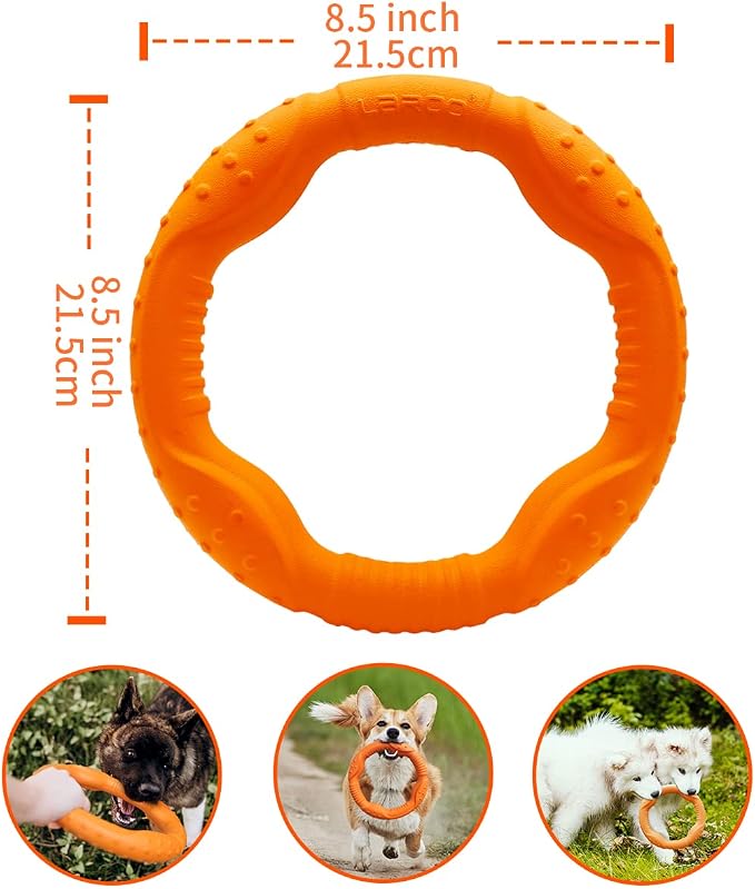 LaRoo Dog Flying Ring Toy, Floating, Medium, Orange, 22cm