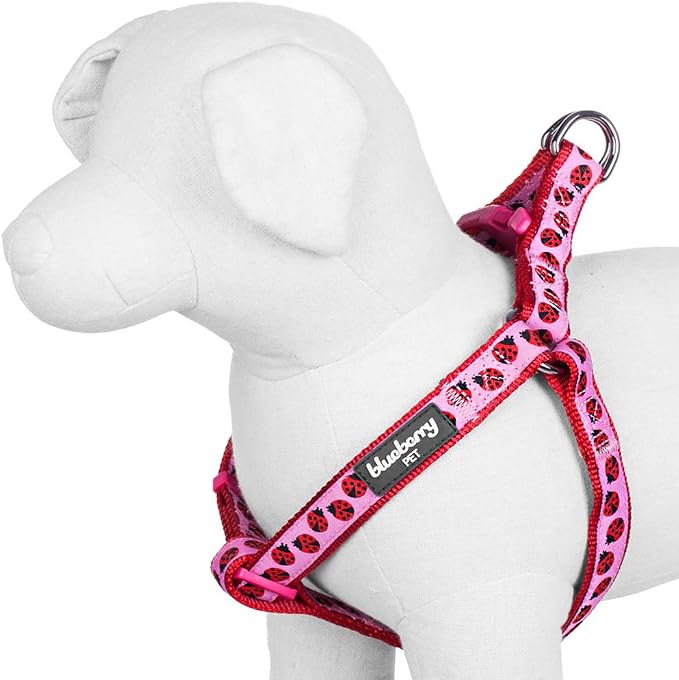 Blueberry Pet Essentials 2 Patterns Step-in Ladybug Designer Dog Harness, Chest Girth 26" - 39", Large, Adjustable Harnesses for Dogs