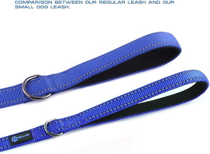 Max and Neo Small Dog Leash - Reflective Nylon, Donates to Dog Rescue (Black, 6x5/8)