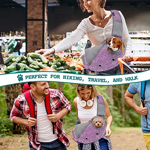 PetAmi Small Dog Sling Carrier, Hands-Free Purse, 10 lb, Purple