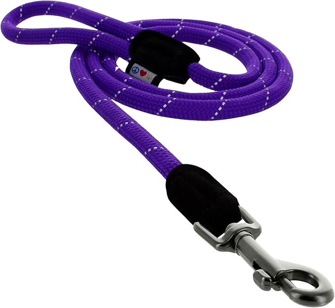 Pawtitas Purple Rope Dog Leash, X-Small/Small, 6 ft.