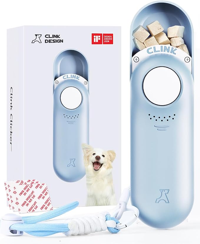 Clink Design Dog Training Clicker with Treat Storage, Blue