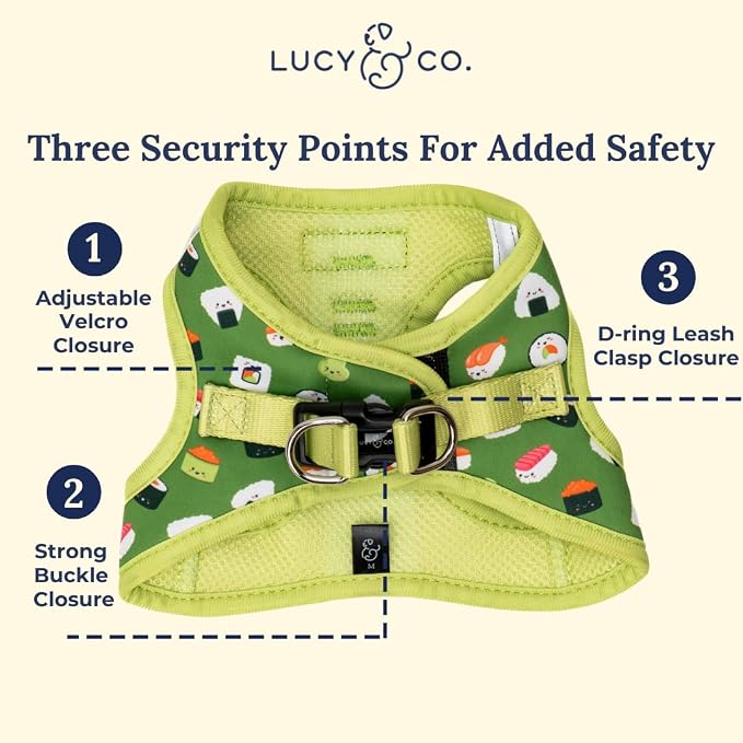 Lucy & Co. How I Roll Step-in Cat Harness & Leash Bundle – Reflective, Breathable & Adjustable Harness for Cats, Kittens & Small Dogs, Lightweight & Secure and Dual Leash Clips – X-Small