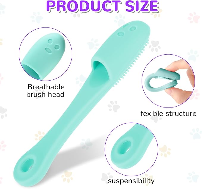 Qianyu Dog Toothbrush Soft Silicone Finger Toothbrush Dog Tooth Brushing Kit Cat Tooth Brush Teeth Cleaning Dental Care for Small and Large Pet 4 Pack
