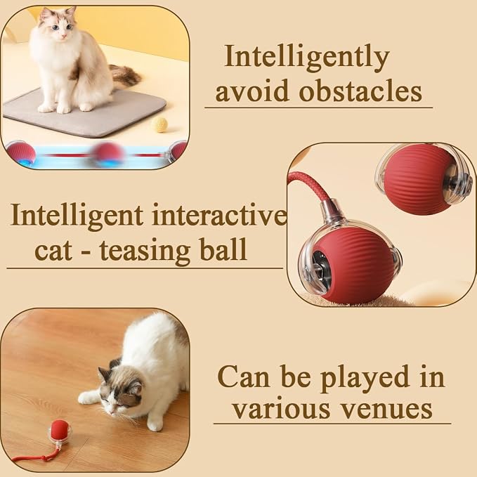 Interactive Pet Toy Ball, Automatic Dog Toy Interactive Dog Cat Toy Ball Dog & Cat Electric Active Toys, Smart Chase Pet Toy Ball for Dogs for Large Small Dogs Motion Activated，Pink