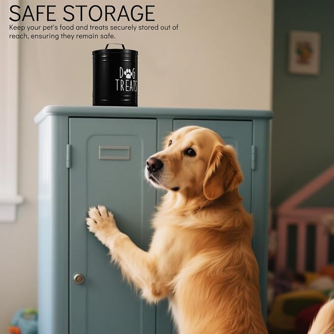 Hemoton 1piece Puppy Food Storage Canister Airtight Metal Dog Treat Holder for Rustic Farmhouse Kitchen Counter Easy to Clean and Maintain for Dog Snacks and Supplies