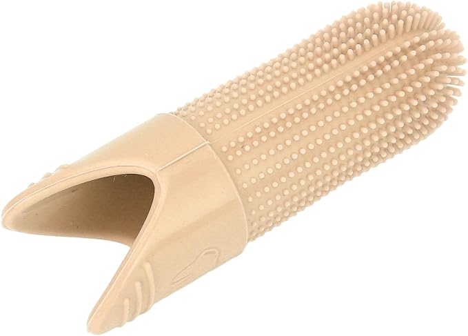 TOPINCN Silicone Dog Finger Toothbrush 360 Degree Food Grade for Dogs Cats Care with Flexible Design for Oral Clean (Beige)