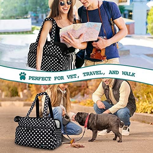 PetAmi Small Dog Purse Carrier, Airline Approved, Soft-Sided Tote, Polka Dot