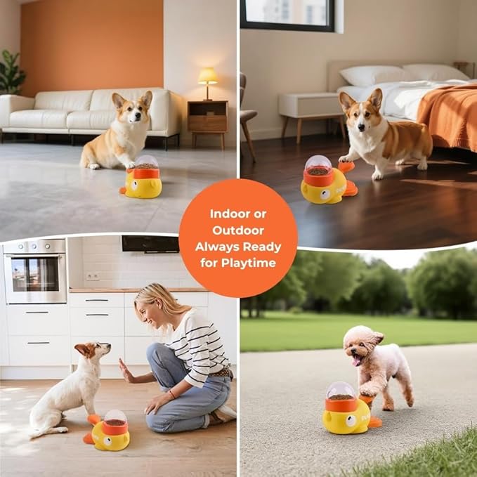 Duck Feeder for Dogs - Anti-Slip Rubber Duck Dog Treat Dispenser - Dog Treat Dispender Toy - Slow Puzzle Feeder Toy for IQ Training, Mental Enrichment for Dogs and Cats