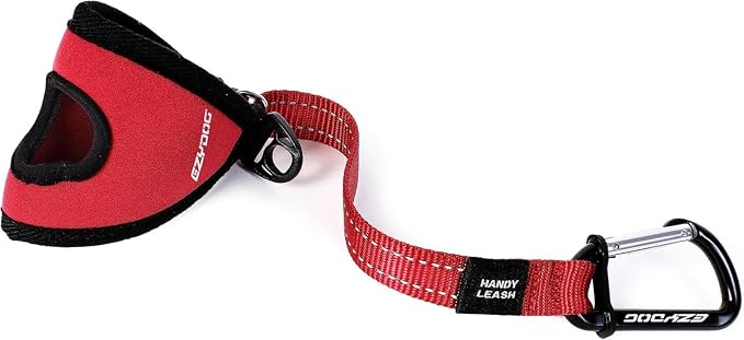 EzyDog Handy 15 Bungee Dog Leash, 15" Hand Free Glove Running Leash - Red | Superior Control, Reflective Stitching,, Combine with Existing Leash or Extension, Neoprene glove