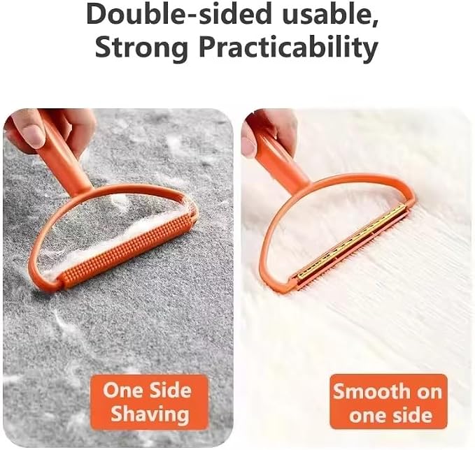 Generic Pet Hair Removal Tool, 2-Sided with Shave and Smooth Surfaces, Large Size, Pet Cleaning Brush for Furniture (Orange)