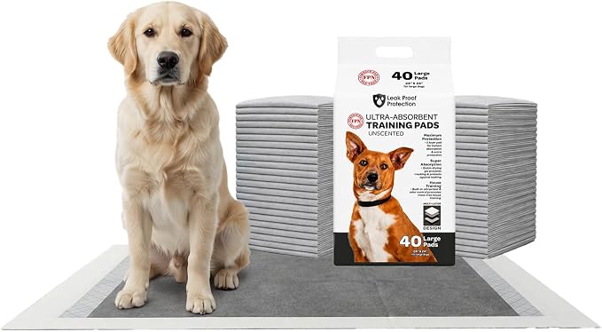 FPN Charcoal Puppy Pads for Dogs 40 Count 24x24 Inch | Disposable Pee Pads for Dogs & Puppies | Dog Training Pads, Large Pet Training Pads for Potty Training & Indoor Use