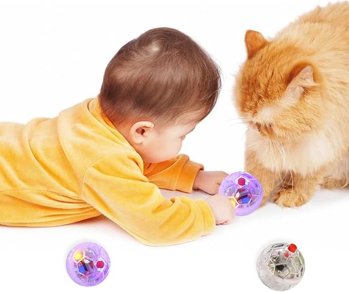 6 Pack Ghost Hunting Cat Ball Toys Motion Light Up Cat Balls LED Light Ball Dog Interactive Toys for Dog Activity, Exercise, Interaction