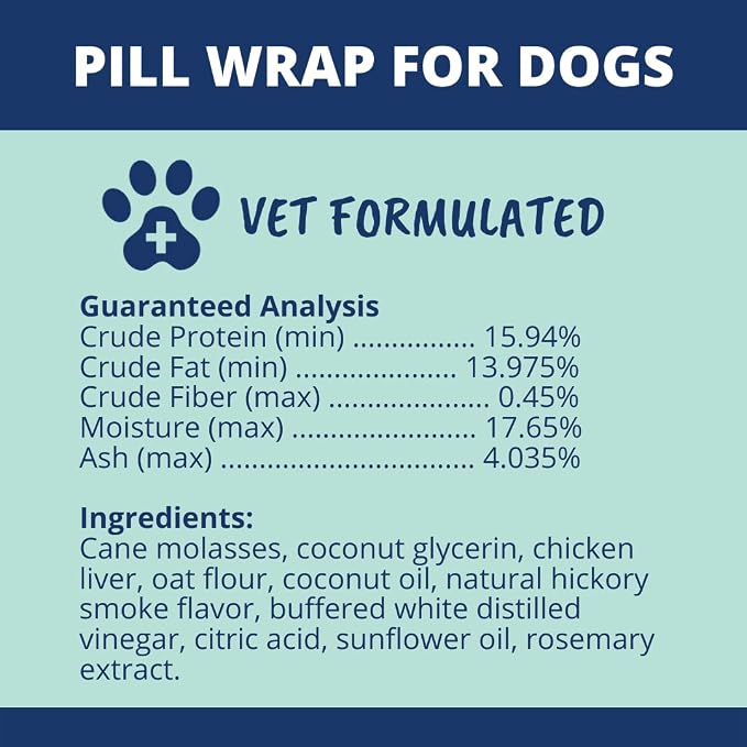 Under The Weather Pet Pill Wrap for Dogs | Pill Dough Natural Dog Treats Wraps | Easy Solution to Hide Medications, Vitamins, and Supplements Pills - Chicken Flavor - 4.94 oz