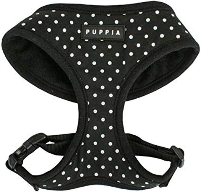 Puppia Dotty Dog Harness Over-the-Head No Pull No Choke Walking Training Adjustable for Small & Medium Dog, X-Small, Black