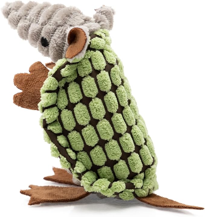 Hollypet Armadillo Squeaky Puppy Dog Toys for Small Medium Dogs, 6" | plush stuffed small dog squeak animal toy with unique grunt squeaker textured fabric for teeth cleaning toys