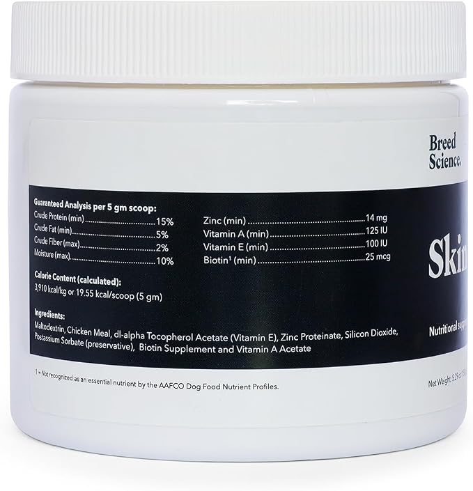 Skin and Coat Supplement Powder for Medium Dogs- Anti Allergy Treatment and Itching Relief - with Vitamins A, E and Biotin - Care Products and Shedding Control Supplements for Itchy Pets