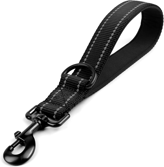 Joytale Short Dog Leash for Close Control & Training, 12", Black | Padded Comfort Handle, Reinforced Nylon Webbing, Secure Metal Clip, for Busy Streets & Heel Training