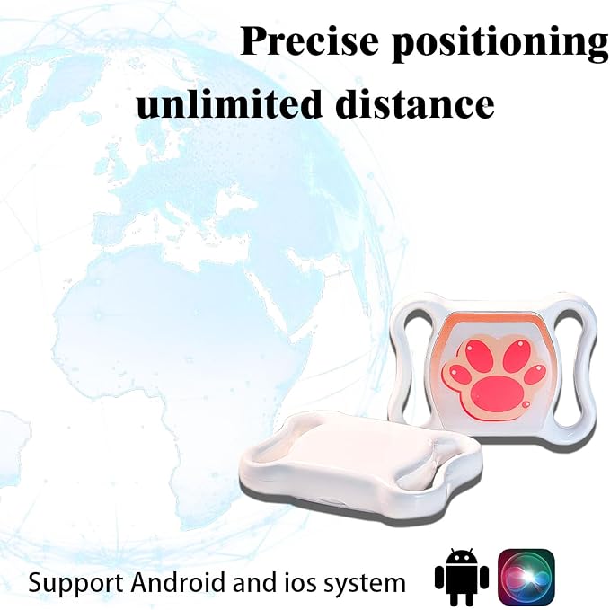 Pet GPS Tracker for Dogs & Cats No Monthly Fees No SIM Card iOS & Android | Stay Informed with 1-Minute Location Updates, Adjustable Collar Included, 1-Year Battery, IPX7 Waterproof
