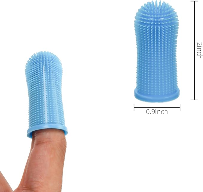Patty Both Pet Dental Finger Toothbrush, Silicone Dog Teeth Cleaning Brushes, Multi-Color 4-Pack, 2 Inch Length