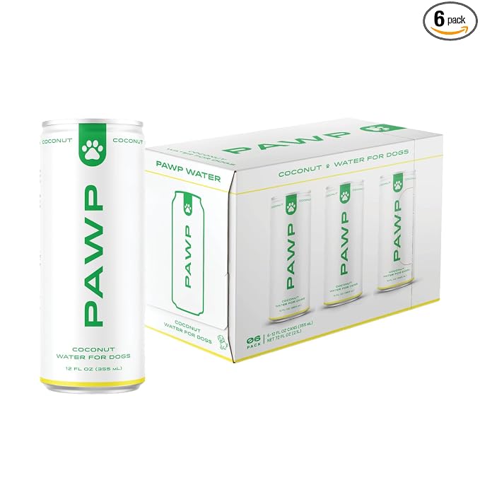 Coconut Hydration for Dogs by PAWP WATER | Organic Coconut Water | Natural Electrolytes for Hydration, Recovery & Everyday Wellness | 6 Resealable 12 oz Cans