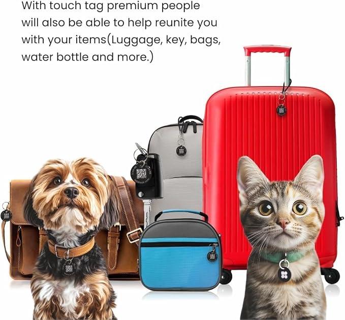 Personalised 4Pcs Dog & Cat Smart QR Pet Tag | Private Calling | IP67 Name ID Tracker Anti-Lost Scratch-Resistant Pet Keychain Style for Doggy Kitten Kitty Puppy | Instant Location Alerts