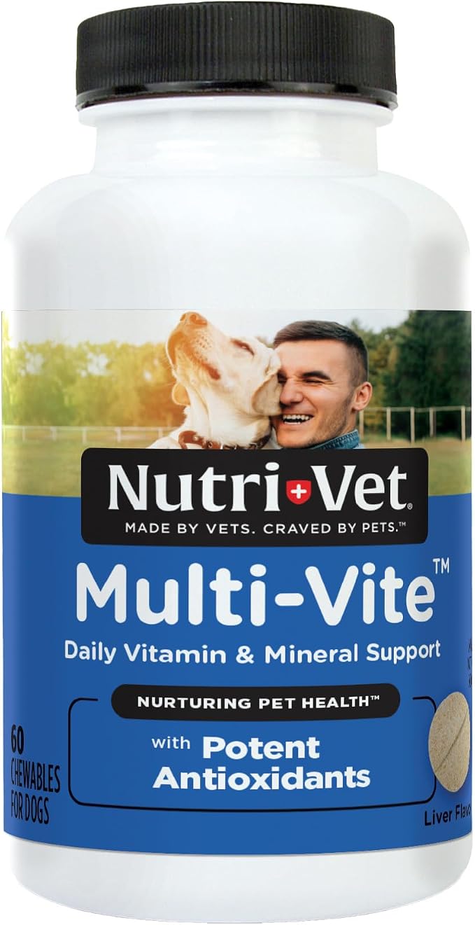 Nutri-Vet Dog Multivitamin, Multivitamin for Dogs, Dog Health, 60 Count | Daily Multivitamin, Dog Vitamins, Dog Vitamins & Supplements, Immune Support, Balanced Nutrition, Overall Pet Health
